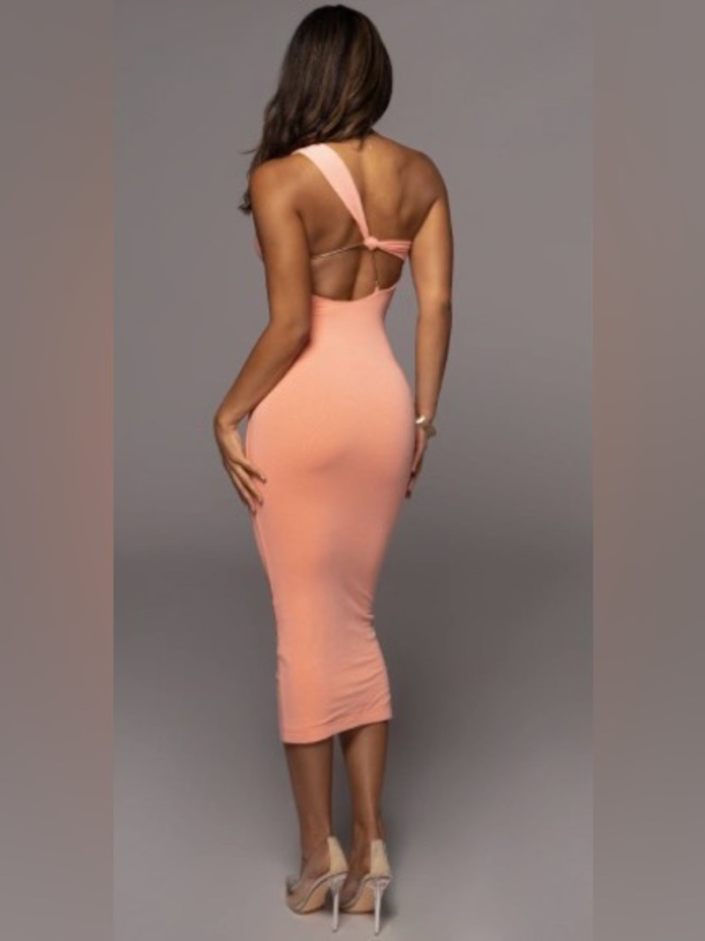 Peach Meara One Shoulder Dress